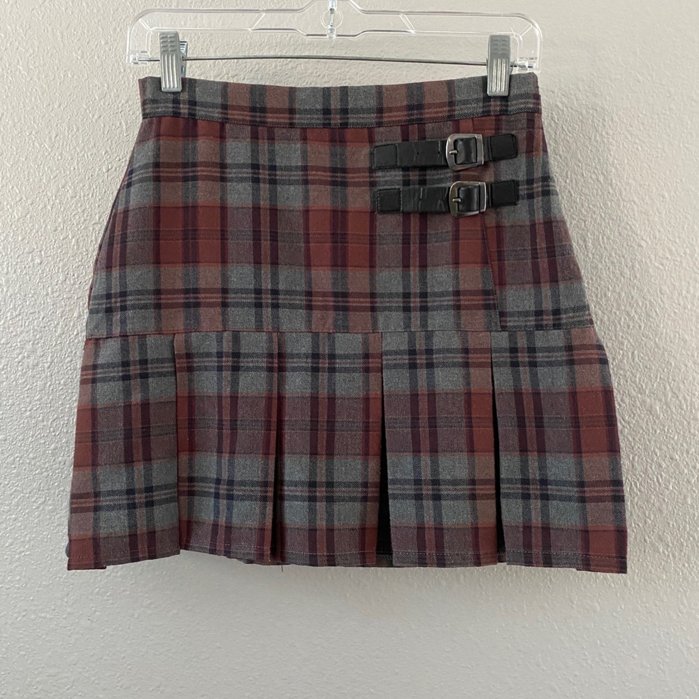 Plaid Dark Academia Mini Skirt Small Buckle Preppy Back to School College Retro